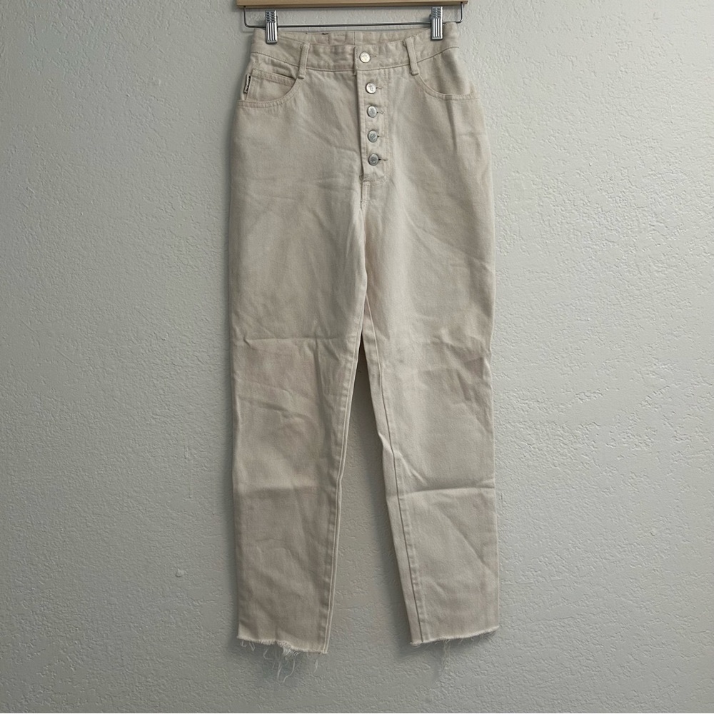 VTG BONGO Cream 100% Cotton Frayed High Rise Denim‎ Jeans